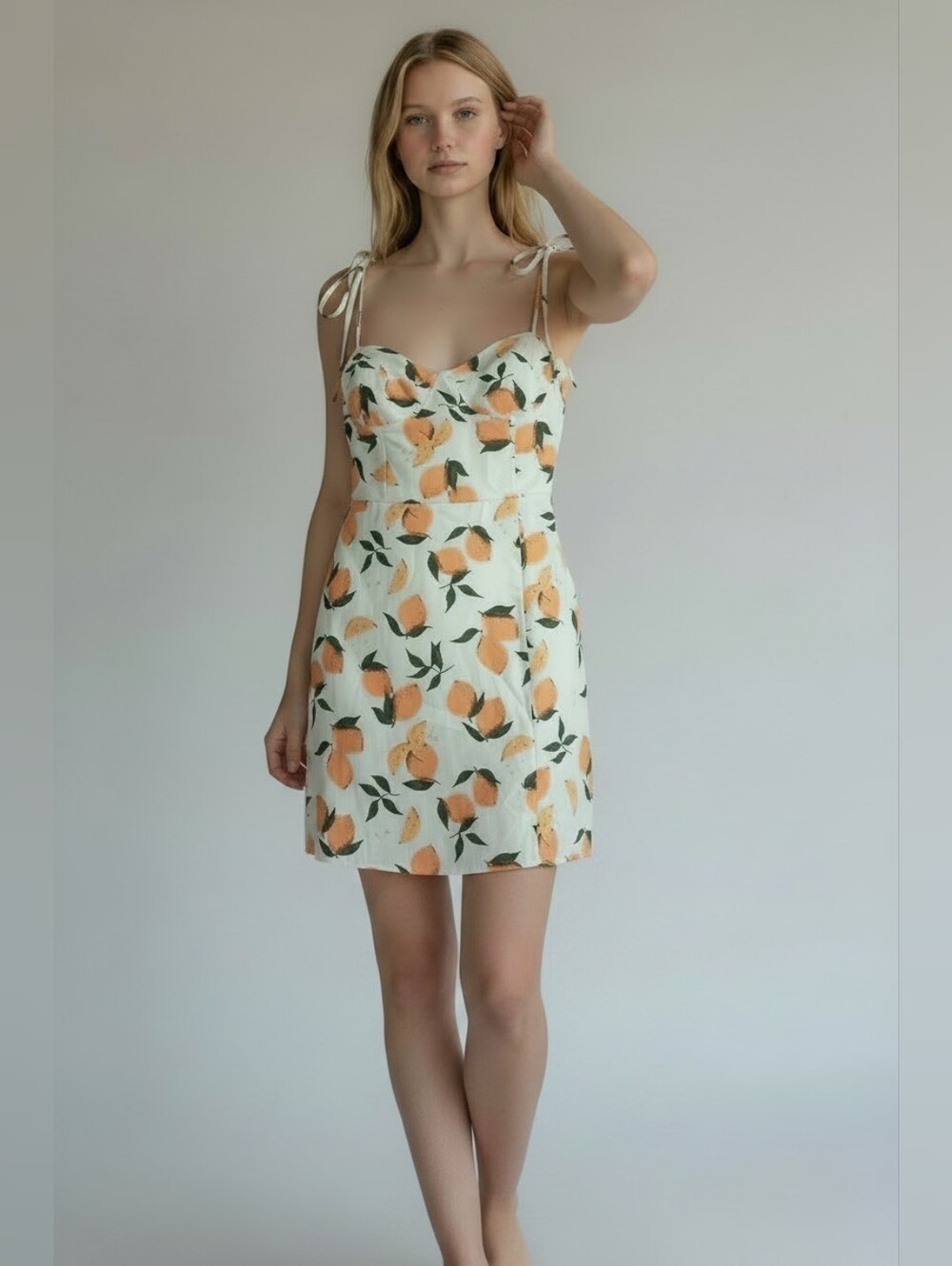 Cider White Lemon-Print Tie-Shoulder Chemise